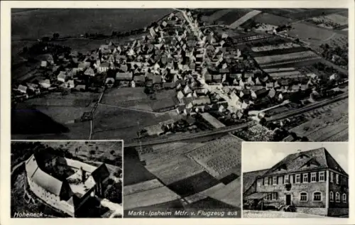 Ak Markt-Ipsheim Mittelfranken, Fliegeraufnahme, Schwarzer Adler, Hoheneck