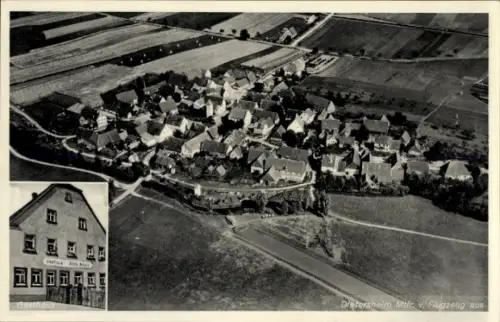 Ak Dietersheim Bingen am Rhein, Luftaufnahme von  Gasthaus Adam Schorr, ländliche Umgebung