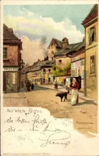 Künstler Ak Wien 6 Mariahilf, Ratzenstadl, Hoher Steig