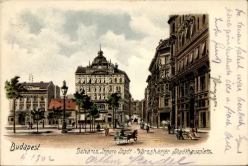 Litho Belváros Lipótváros Leopoldstadt Budapest Ungarn, Innenstadt, Stadthausplatz