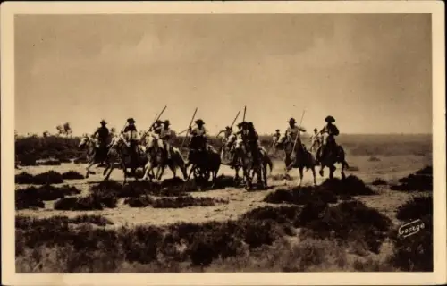 Ak En Camargue, Ferrade, Verfolgung zu Pferd