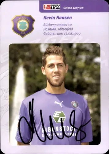Autogrammkarte Fußballer Kevin Hansen, FC Erzgebirge Aue, Autogramm