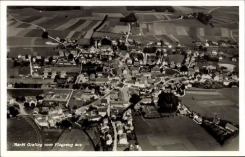 Ak Grafing bei München Oberbayern, Luftaufnahme von  ländliche Umgebung, viele Häuser, Straßen