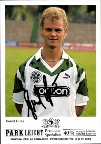 Autogrammkarte Fußballer Bernd Gries, FC Homburg, Autogramm