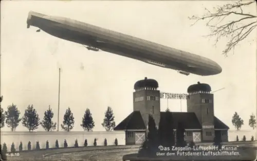 Ak Potsdam, Zeppelin Luftschiff Hansa, Luftschiffhafen, LZ 13