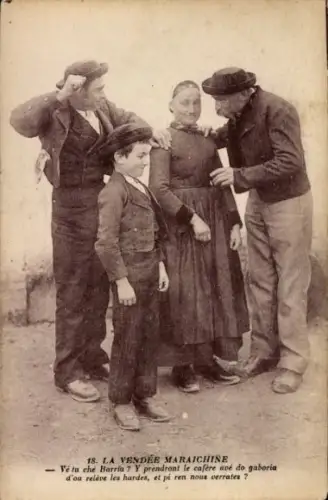 Ak Vendée, Familie in Volkstrachten