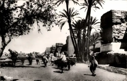 Ak Marokko, Scenes et Types, Depart pour le Souk, Palmen, Araber, Maghreb
