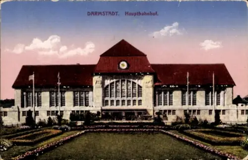 Ak Darmstadt in Hessen, Hauptbahnhof, Vorderseite