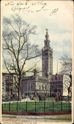 Ak New York City USA, Madison Square Garden,  Baum, Menschen, 