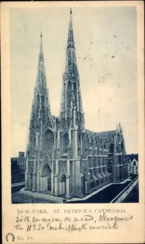 Ak New York City USA, St. Patrick's Cathedral,  , 1902, private mailing card