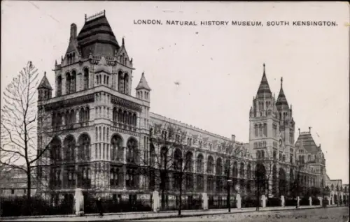 Ak South Kensington London England,  Natural History Museum, South Kensington, Schwarz-Weiß-Foto