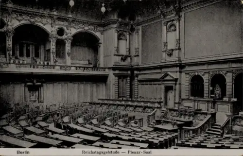 Ak Berlin Tiergarten, Reichstagsgebäude, Plenar-Saal