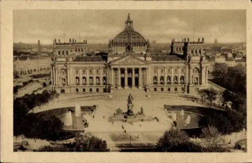 Ak Berlin Tiergarten, Bismarckdenkmal, Reichstagsgebäude