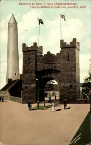 PC London City England, Franco-British Exhibition 1908, Entrance to Irish Village