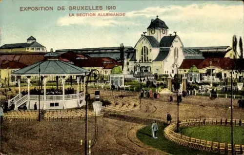 Ak Bruxelles Brüssel, Farbenfrohe Ansicht der deutschen Sektion, Weltausstellung 1910, Pavillon, 