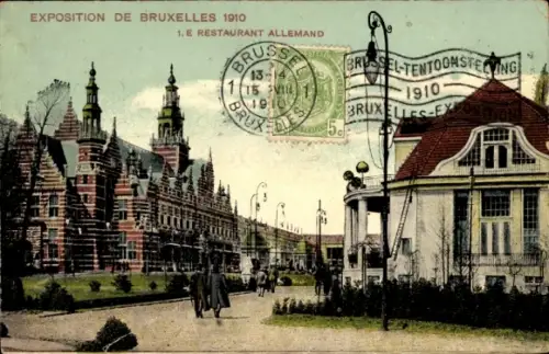 Ak Bruxelles Brüssel, Exposition de Bruxelles 1910, 1. Restaurant Allemand,  Architektur