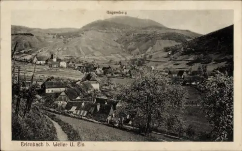 Ak Albé Erlenbach Elsass Bas Rhin, Landschaft mit Hügeln, Dörfern, Kirche, Bäume, Erlenbach
