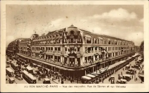 Ak Paris VII, Au Bon Marché  Rue de Sèvres, Rue Velpeau