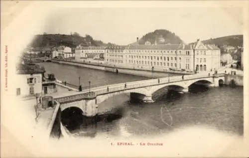 Ak Épinal Lothringen Vosges, Brücke, Fluss, Gebäude,  Le Collège
