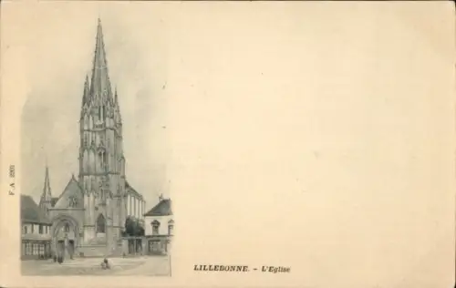 Ak Lillebonne Seine Maritime, Zeichnung einer Kirche, LILLEBONNE, L'Eglise, keine Personen, keine