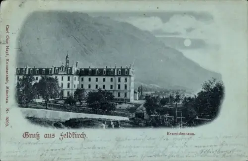 Mondschein Ak Feldkirch Vorarlberg, Exerzitienhaus