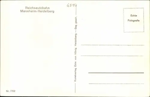 Ak Reichsautobahn Mannheim Heidelberg