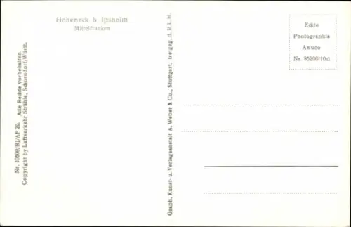 Ak Ipsheim Mittelfranken, Fliegeraufnahme, Hoheneck