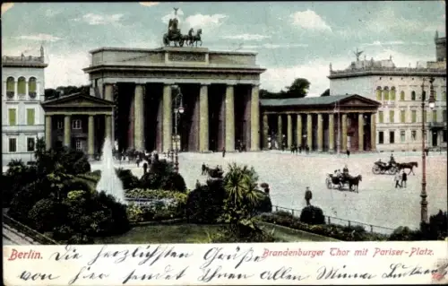 Ak Berlin Mitte, Brandenburger Tor, Pariser Platz