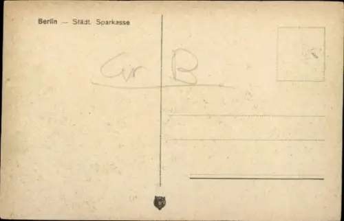 Ak Berlin Mitte, Mühlengraben, Städtische Sparkasse