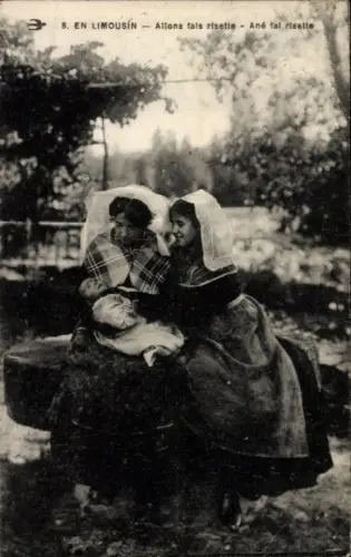 CPA Limousin, Frauen mit Baby, Französische Tracht