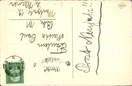 Ak Glückwunsch Neujahr, Telegramm, Tannenzweige