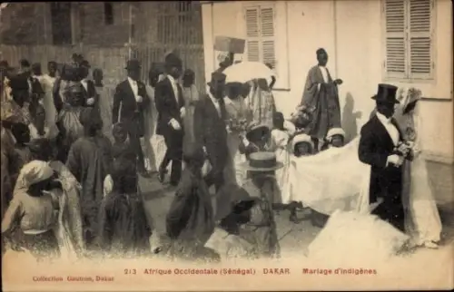 Ak Dakar Senegal, Indigene Ehe, Hochzeiten, Brautpaar, Hochzeitskleid