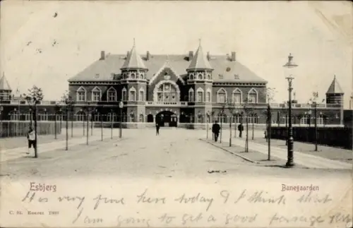 Ak Esbjerg Dänemark,  Banegaarden,  , C. St. Eneret 1899