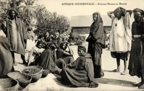 Ak Sénégal, Afrique Occidentale Française, Femmes Maures au Marche