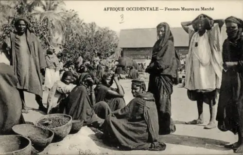Ak Sénégal, Afrique Occidentale Française, Femmes Maures au Marche