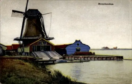 Ak Monnikendam Waterland Nordholland Niederlande, Windmühle