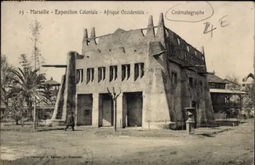 Ak Marseille Bouches du Rhône, Expo Coloniale, Westafrika, Kinematograph