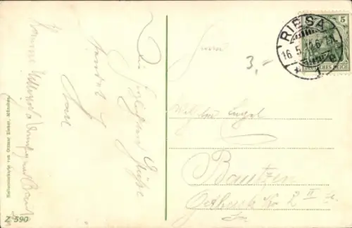 Ak Riesa an der Elbe Sachsen, Riesa an der Elbe, Schiffe, Stadtansicht, Heliocolorkarte