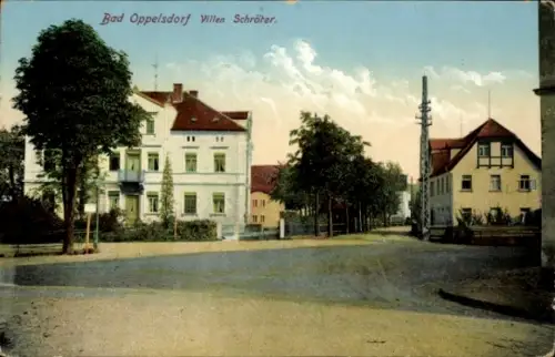 Ak Opolno Zdrój Bad Oppelsdorf Bogatynia Reichenau Schlesien, Ansicht Villen Schröter