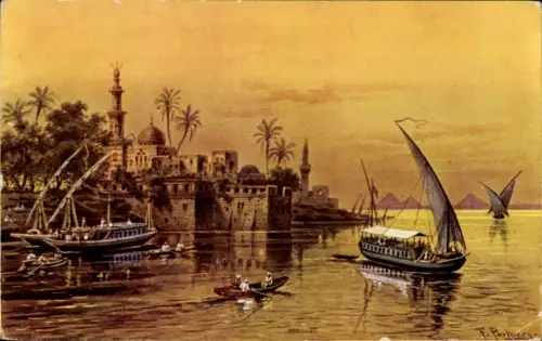 Künstler Ak Perlberg, F., Cairo Kairo Ägypten, Teilansicht, Moschee