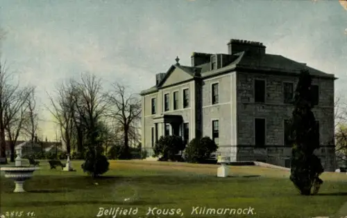 Ak Kilmarnock Schottland, Bellfield House,  Garten, Bäume, Architektur