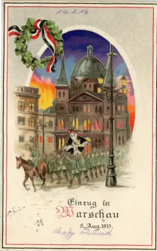 Halt gegen das Licht Ak Warszawa Warschau Polen, Einzug in die Stadt, 1915