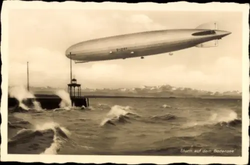 Ak Sturm auf dem Bodensee, Zeppelin