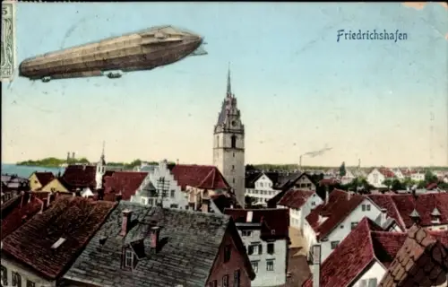 Ak Friedrichshafen am Bodensee, Gesamtansicht, Zeppelin