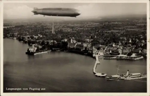 Ak Langenargen am Bodensee, Fliegeraufnahme, Zeppelin