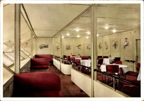 Ak Speisesaal im Luftschiff Hindenburg, Zeppelin, Innenansicht