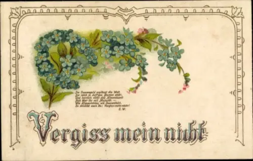 Ak Vergissmeinnicht, Hufeisen aus Blüten
