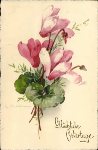 Künstler Ak Klein, Catharina, Alpenveilchen, Ostern
