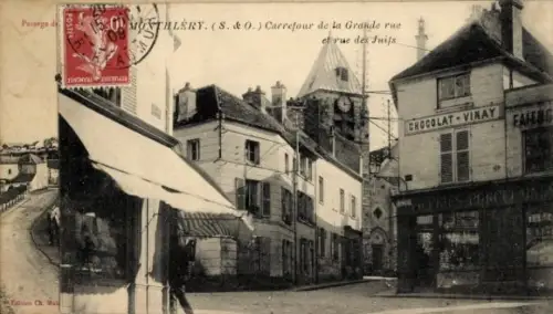 Ak Montlhéry Essonne, Carrefour de la Grande rue, rue des Juits