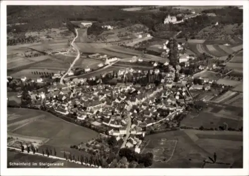 Ak Scheinfeld im Steigerwald Mittelfranken, Luftaufnahme von Scheinfeld, landwirtschaftliche Fläc
